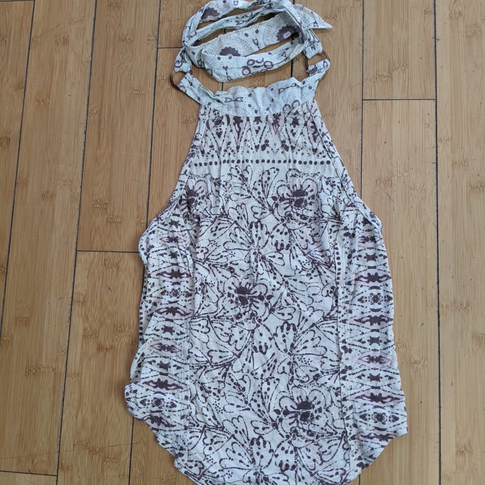 Free People Halter Top in Pink, Brown & Cream. (M) Gently Used.